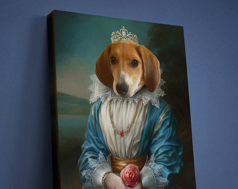 Personalisiertes Haustierportrait mit Prinzessin