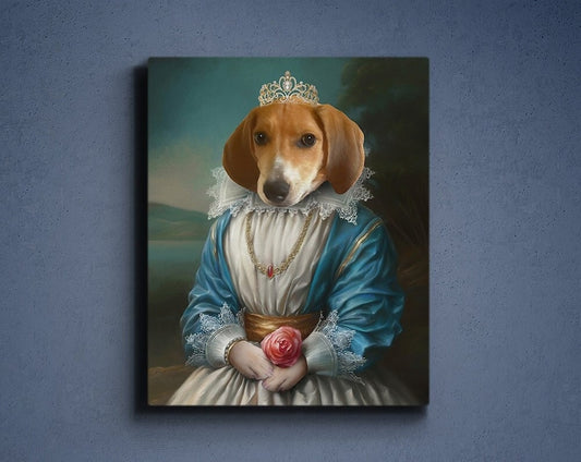 Personalisiertes Haustierportrait mit Prinzessin