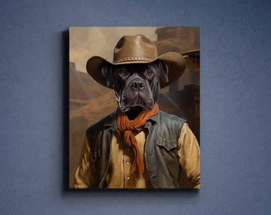 Personalisiertes Cowboy-Haustierportrait, Western-Hundeportrait 