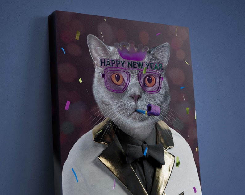 Benutzerdefinierte Katzenbrille Neujahrsportrait 