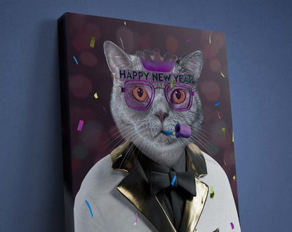 Benutzerdefinierte Katzenbrille Neujahrsportrait 