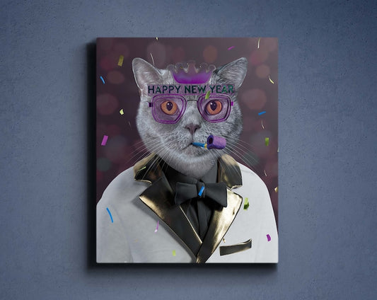 Benutzerdefinierte Katzenbrille Neujahrsportrait 