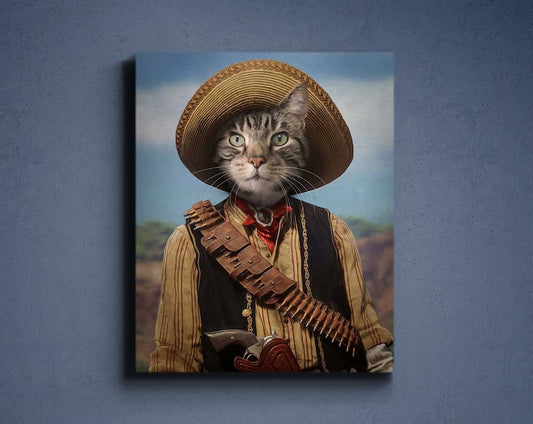 Personalisiertes Cowboy-Haustierportrait, Western-Hundeportrait 
