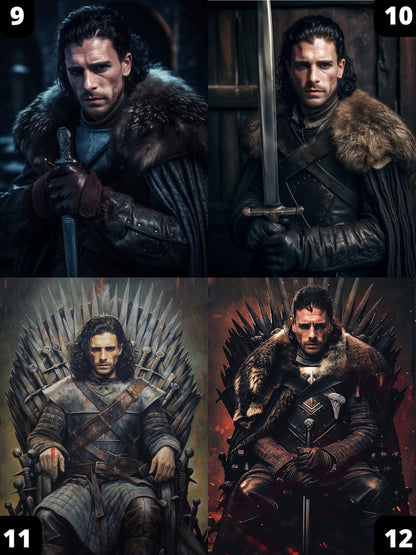Porträt eines Mannes aus Game of Thrones, Der König des Nordens, Jon Snow