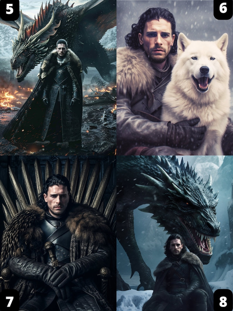 Porträt eines Mannes aus Game of Thrones, Der König des Nordens, Jon Snow