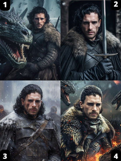 Porträt eines Mannes aus Game of Thrones, Der König des Nordens, Jon Snow