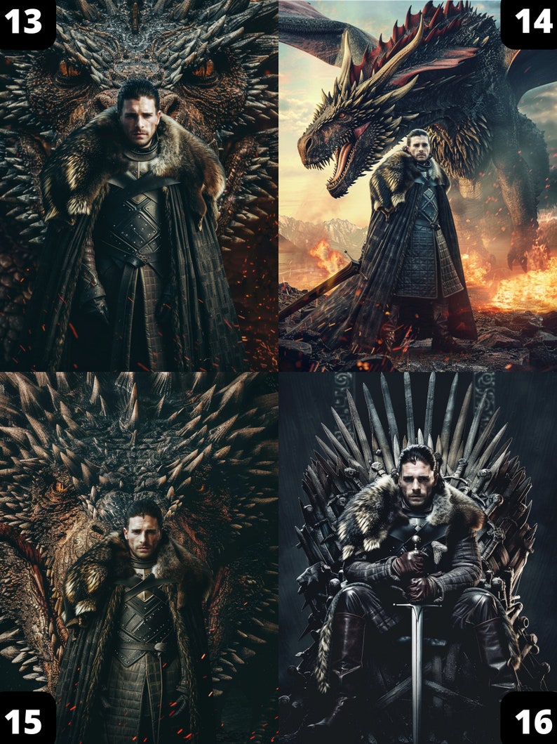 Porträt eines Mannes aus Game of Thrones, Der König des Nordens, Jon Snow
