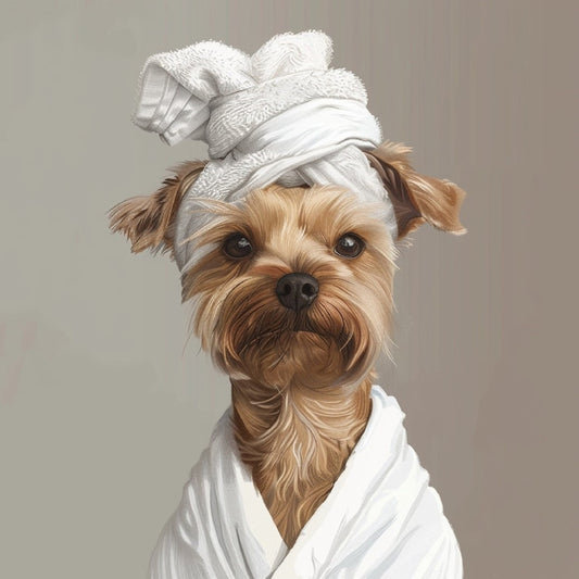 Dog in Spa Robe