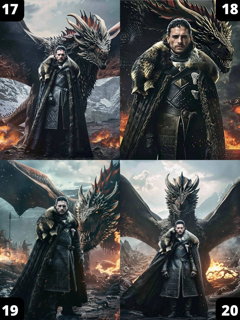 Porträt eines Mannes aus Game of Thrones, Der König des Nordens, Jon Snow