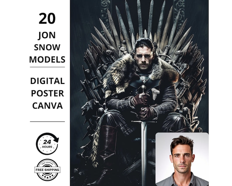 Porträt eines Mannes aus Game of Thrones, Der König des Nordens, Jon Snow