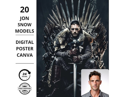 Porträt eines Mannes aus Game of Thrones, Der König des Nordens, Jon Snow