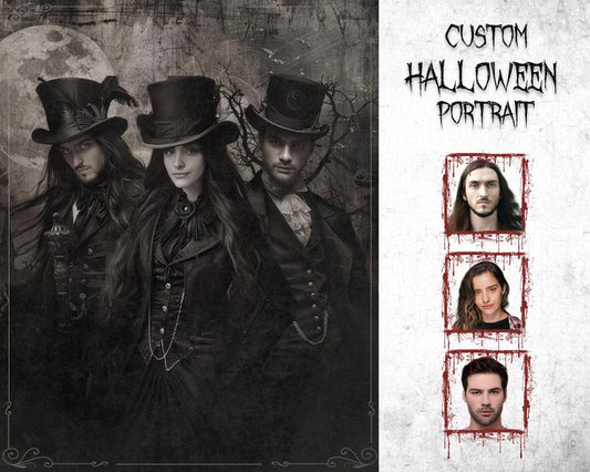 Gruseliges Halloween-Familien-/Gruppenporträt, 3-4 Personen