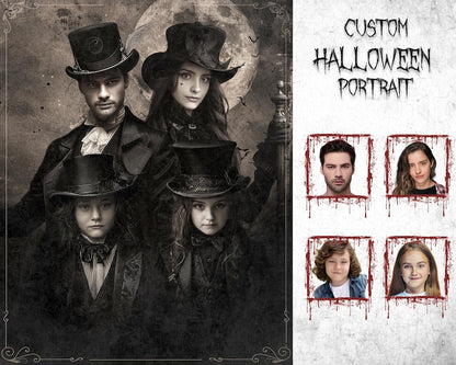 Gruseliges Halloween-Familien-/Gruppenporträt, 3-4 Personen