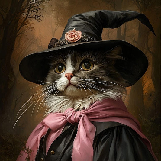 Rosa Schal mit Katzenzauberer - Halloween-Special